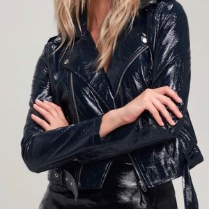 Make It Happen Patent Vegan Leather Moto Jacket